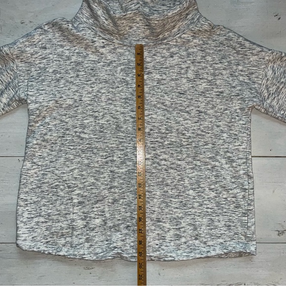 Purejill Mock Turtleneck Top Marled Gray 3/4 Cuffed Sleeves Side Pockets Size S - Picture 4 of 10